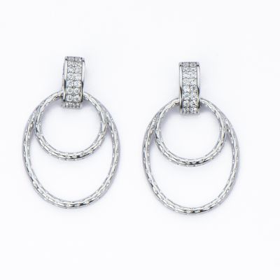Barbieri Orecchini Metallo e Zirconi Bianchi