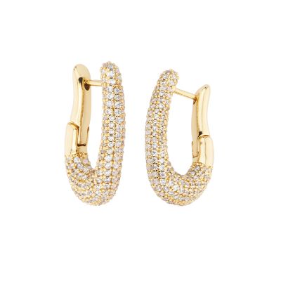 Barbieri Orecchini Metallo Gold e Zirconi Bianchi