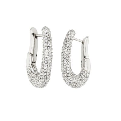 Barbieri Orecchini Metallo e Zirconi Bianchi