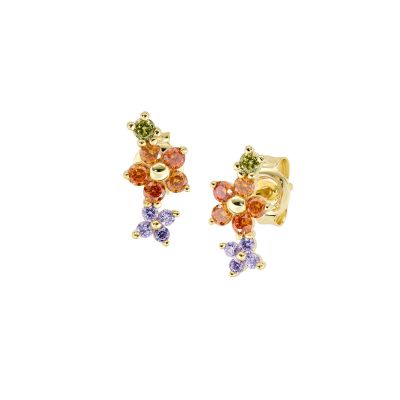 Amen Orecchini Argento Gold FIori Multicolor