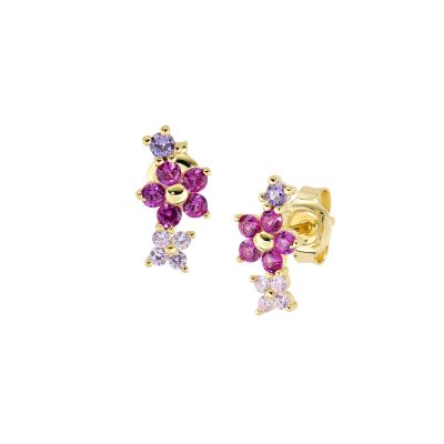 Amen Orecchini Argento Gold FIori Multicolor