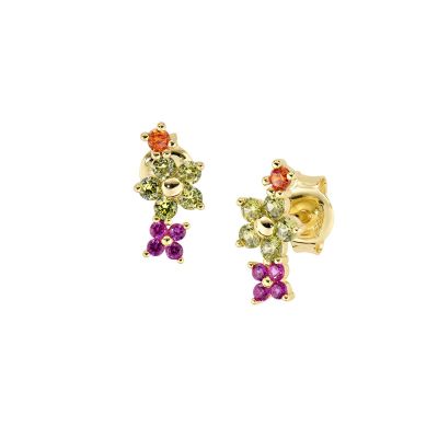 Amen Orecchini Argento Gold FIori Multicolor