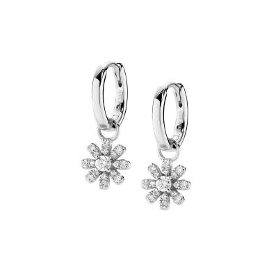 Amen Cerchi Argento Pendente Fiore Di Zirconi