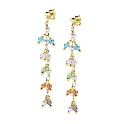 Amen Orecchini Argento Gold Perle e Cristalli