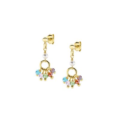 Amen Orecchini Argento Gold Perle e Cristalli