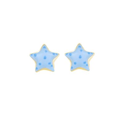 Amen Orecchini Lobo Argento Dorato Smalto Azzurro e Blu