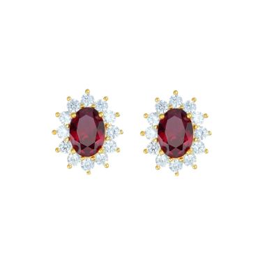 Amen Orecchini Argento Gold Cristallo Rubino e Bianchi