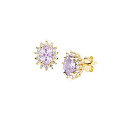 Amen Orecchini Argento Gold Zirconi Lavanda e Bianchi