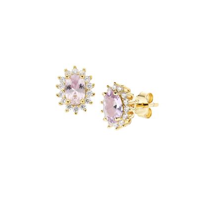 Amen Orecchini Argento Gold Zirconi Morganite e Bianchi