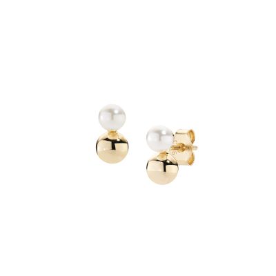 Amen Orecchini Argento Gold Sfera e Perla