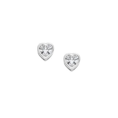 Amen Orecchini Argento Punto Luce Cuore Bianco
