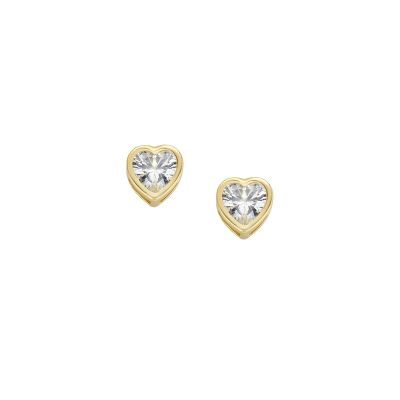 Amen Orecchini Argento Gold Punto Luce Cuore Bianco