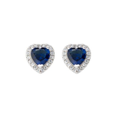 Amen Orecchini Donna Argento Rodiato Cuore Blu