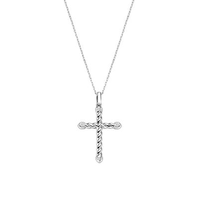 Amen Collana Ottone Croce con Zirconi