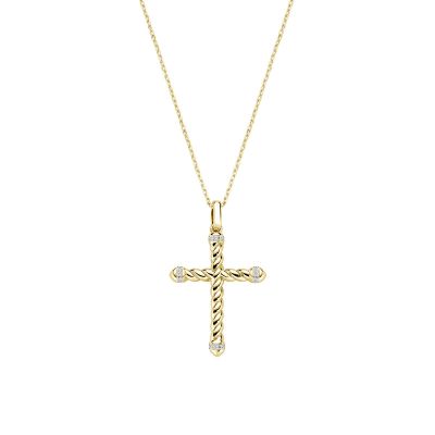 Amen Collana Ottone Gold Croce con Zirconi