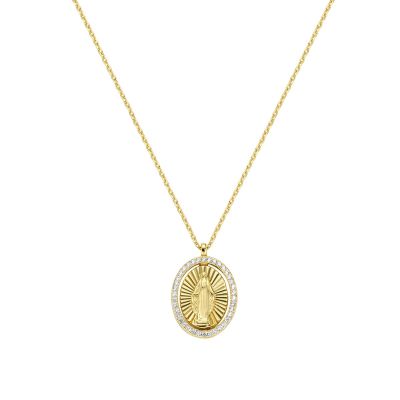 Amen Collana Ottone Gold Madonnina e Zirconi