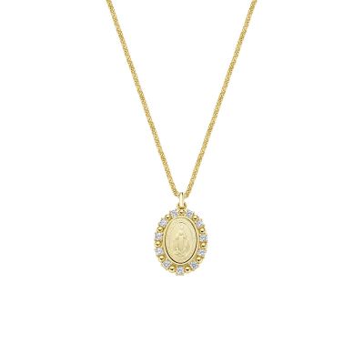 Amen Collana Ottone Gold Madonnina con Zirconi