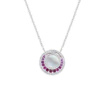 Amen Collana Ottone Madreperla e Zirconi Fucsia