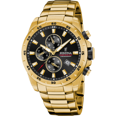Festina Orologio Cronografo Acciaio Gold Quadrante Nero