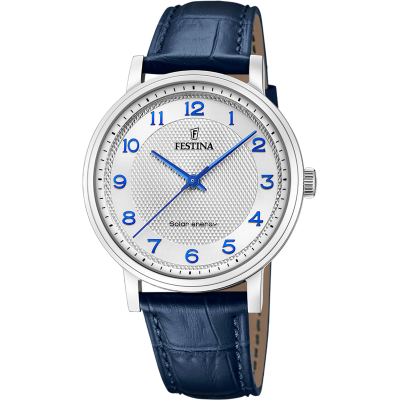 Festina Orologio Solare Acciaio Solo Tempo Quadrante Silver