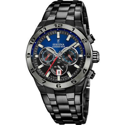 Festina Orologio Cronografo Acciaio Nero Quadrante Blu