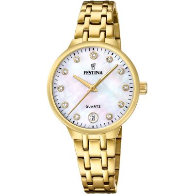 Festina Orologio Solo Tempo Acciaio Gold e Madreperla