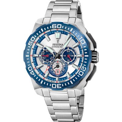 Festina Orologio Cronografo Acciaio Quadrante Silver-Blu