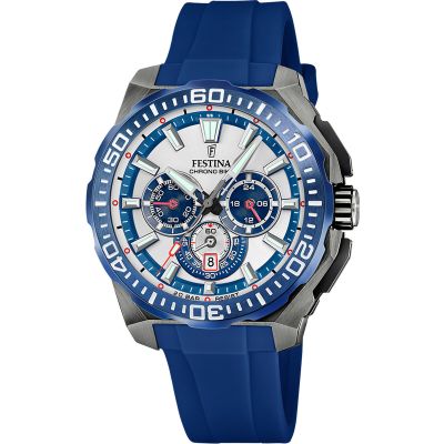 Festina Orologio Cronografo Acciaio Quadrante Silver-Blu