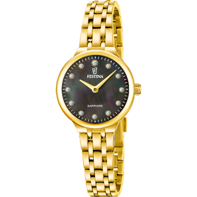 Festina Orologio Solo Tempo Acciaio Gold Quadrante Nero