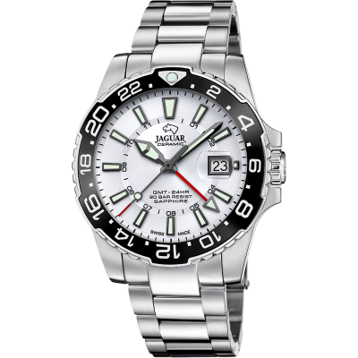Jaguar Orologio Solo Tempo Gmt Acciaio Quadrante Bianco