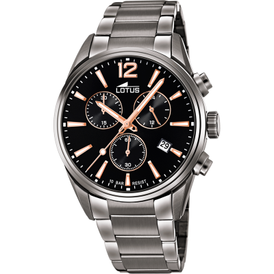 Lotus Orologio Acciaio Cronografo Quadrante Nero