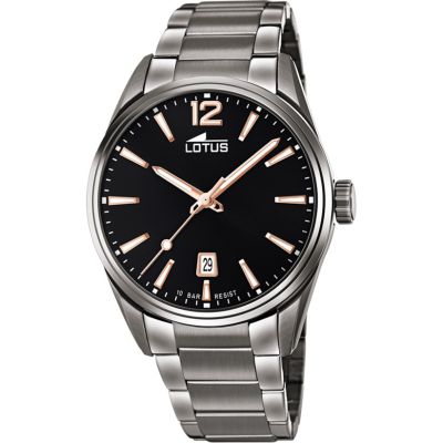 Lotus Orologio Solo Tempo Acciaio Quadrante Nero