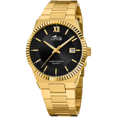 Lotus Orologio Acciaio Gold Solo Tempo Quadrante Nero