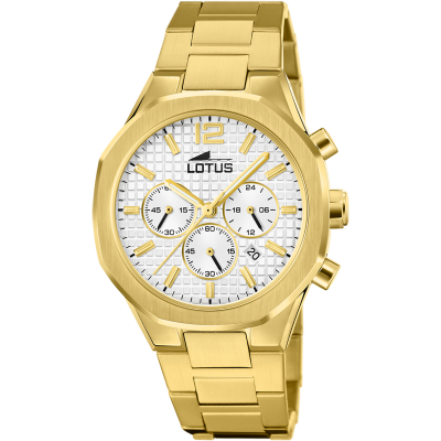Lotus Orologio Acciaio Gold Cronografo Quadrante Silver