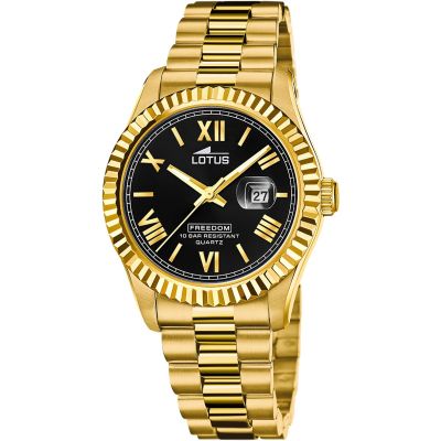 Lotus Solo Tempo Acciaio Gold Quadrante Nero