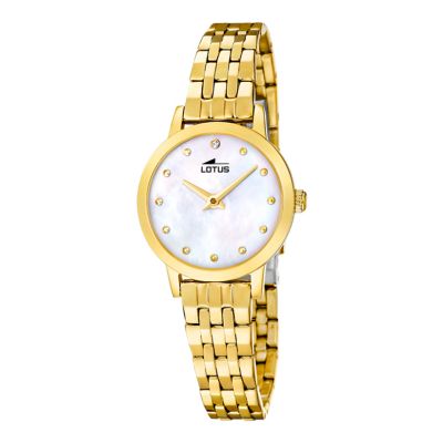 Lotus Orologio Solo Tempo Acciaio Gold Quadrante Bianco