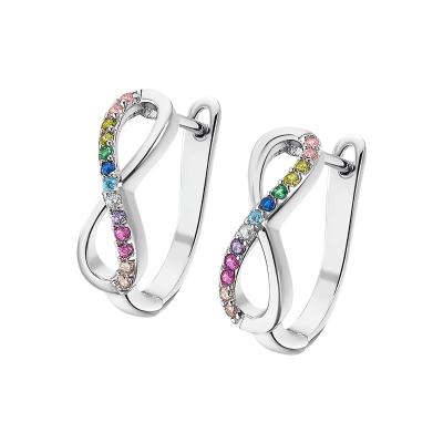 Lotus Orecchini Argento Infinito Zirconi Multicolor