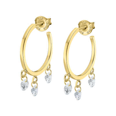 Lotus Orecchini Donna Argento Gold Cristalli Bianchi