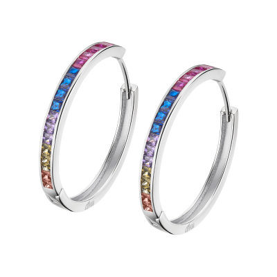 Lotus Cerchio Argento Rodiato Zirconi Multicolor