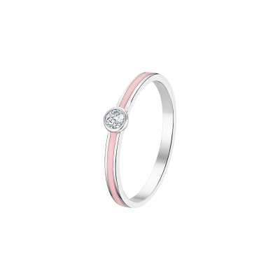 Lotus Anello Argento Punto Luce Smalto Rosa