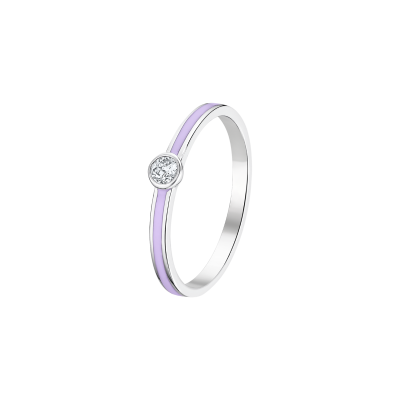 Lotus Anello Argento Punto Luce Smalto Lilla