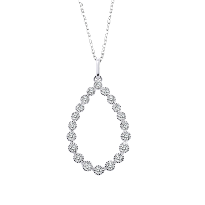 Lotus Collana Argento Pendente Goccia con Cristalli