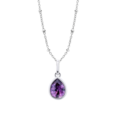 Lotus Collana Argento Pendente Cristallo Ametista