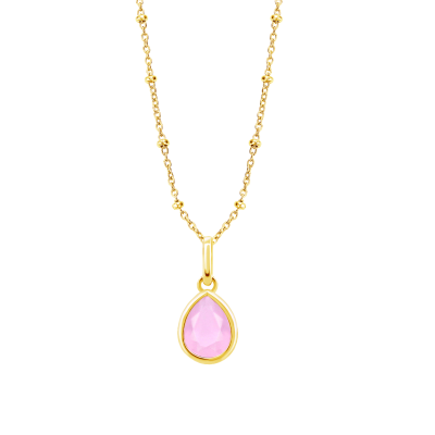 Lotus Collana Argento Gold Pendente Cristallo Rosa