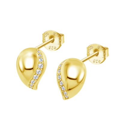 Lotus Orecchini Argento Gold Zirconi Bianchi