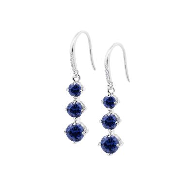 Lotus Orecchini Argento Pendente 3 Zirconi Blu