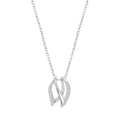 Lotus Collana Argento Pendente con Zirconi