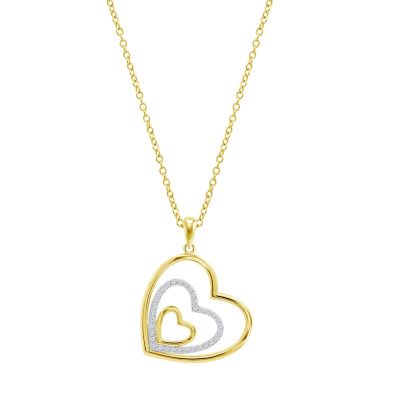 Lotus Collana Argento Gold 3 Cuori e Zirconi
