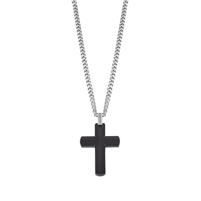 Lotus Collana Uomo Acciaio Croce Nera
