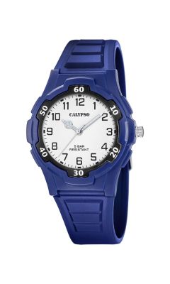 Calypso Solo Tempo Gomma Blu Quadrante Bianco